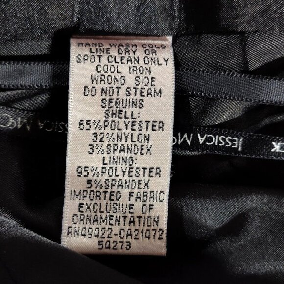 Jessica McClintock One Shoulder Strap Sequined Black and Gray Dress Women's 10 - Picture 8 of 8